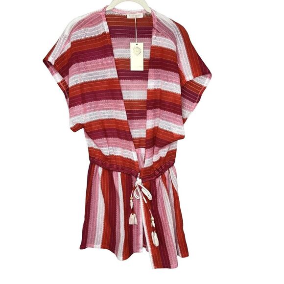 Ramy Brook Dress Womens Medium Large Cruz Striped Knit Tassel Boho Coverup - Picture 1 of 8